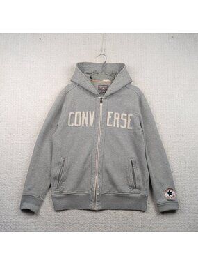 Y2K Converse All Star Basketball Full Zip Hoodie Ditressed Grunge Spell out Sz S